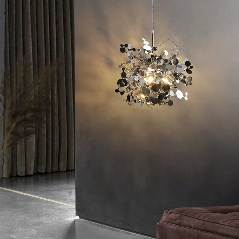 DecorBites™ Leaf Sequin Ceiling Chandelier for Modern Living Room, Restaurant, Bar, and Shop Window