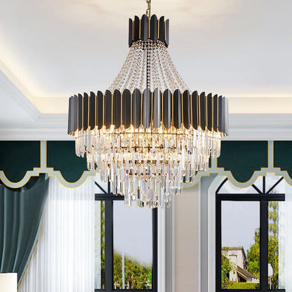 DecorBites™ Crystal Chandelier for Duplex Living: Modern Elegance for Hotel, Villa, and Home.