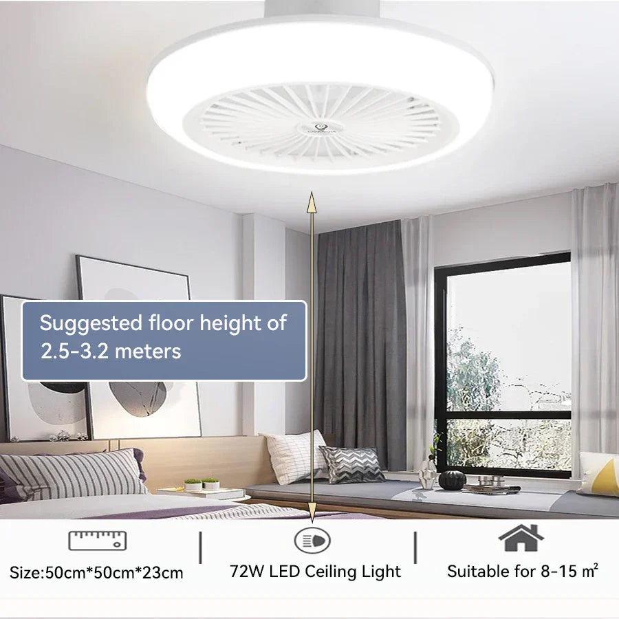 DecorBites™ Ceiling Fan Light with Remote Control, Silent Operation for Bedroom, Living Room