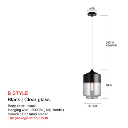 DecorBites™ Black Glass Pendant Lights: Modern Nordic Chandelier for Dining Room, Kitchen, Bedroom, and Restaurant