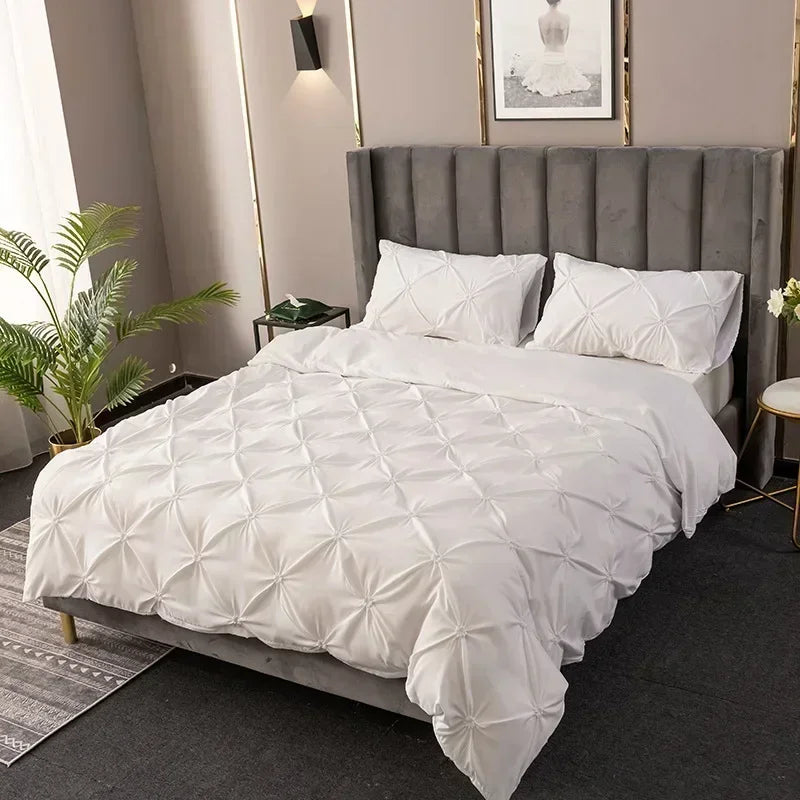 DecorBites™ 3D Pinch Pleated Duvet Cover Set - Queen, King Size Bedding Set of Quilt Cover & Pillow Case