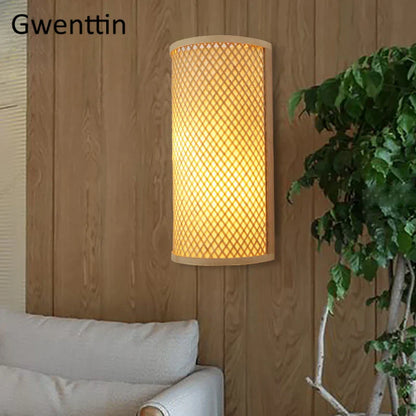 DecorBites™ Bamboo Wall Lights Sconces LED Fixtures for Bedroom Bathroom Stairs Luminarias
