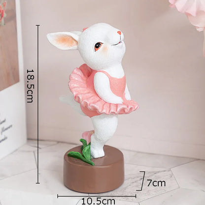 DecorBites™ Ballet Rabbit Dancer Sculpture - Cute Ballerina Statue for Modern Desk Decor
