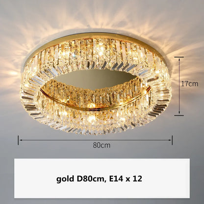 DecorBites™ Crystal Gold Ceiling Light for Dining Room, LED Chandeliers Living Room Decoration