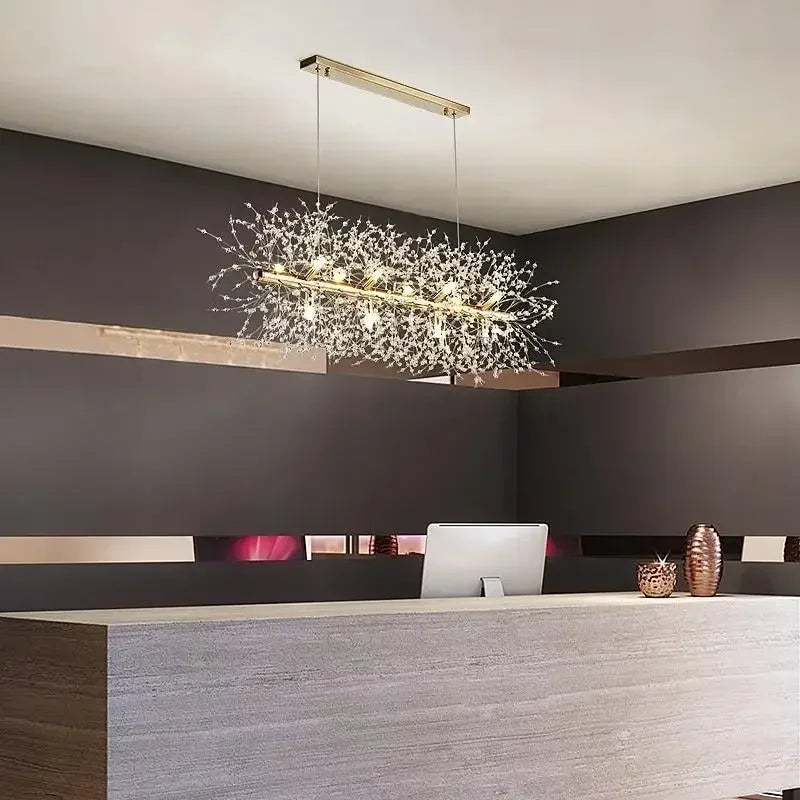 DecorBites™ Dandelion Crystal Ceiling Lamp Chandelier for Bedroom Dining Room Kitchen Island