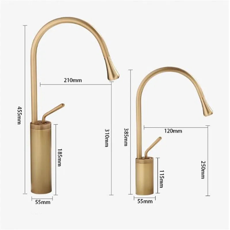DecorBites™ Antique Brass Bathroom Basin Faucet Hot Cold Black Sink Mixer Kitchen Water Crane