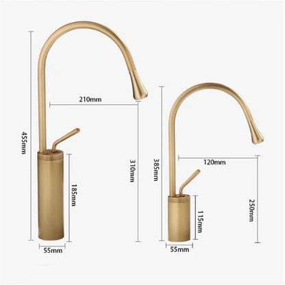 DecorBites™ Antique Brass Bathroom Basin Faucet Hot Cold Black Sink Mixer Kitchen Water Crane
