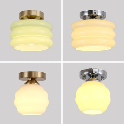 DecorBites™ Creamy Glass Iron LED Ceiling Light - Modern Indoor Lighting Fixtures