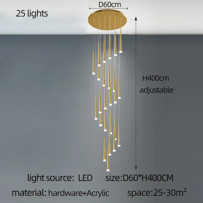 DecorBites™ Golden LED Tapered Chandelier for Modern Living Room & Kitchen Lighting
