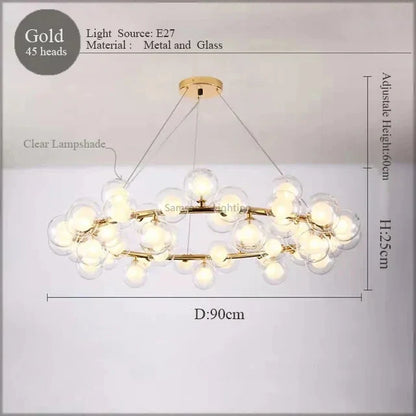 DecorBites™ LED Glass Chandelier Pendant Lamp for Living Room Dining Room Lighting