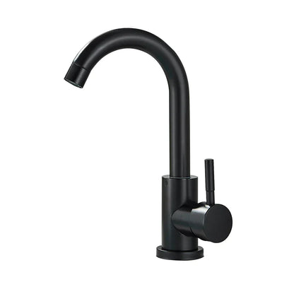 DecorBites™ Black Basin Faucet Single Cold Hot Sink Tap Short Kitchen Mixer Rotatable