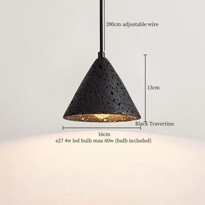 DecorBites™ Glass Ball LED Pendant Lights Black Travertine Wabi Sabi Hanging Lamp