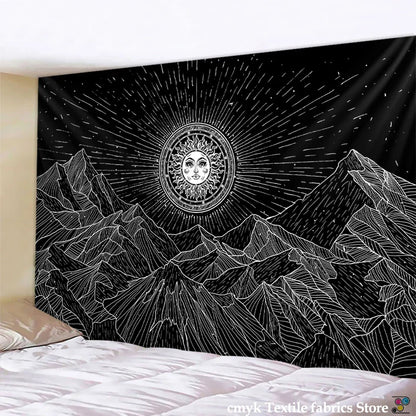 DecorBites™ Black & White Stars Mandala Tapestry - Home Decor