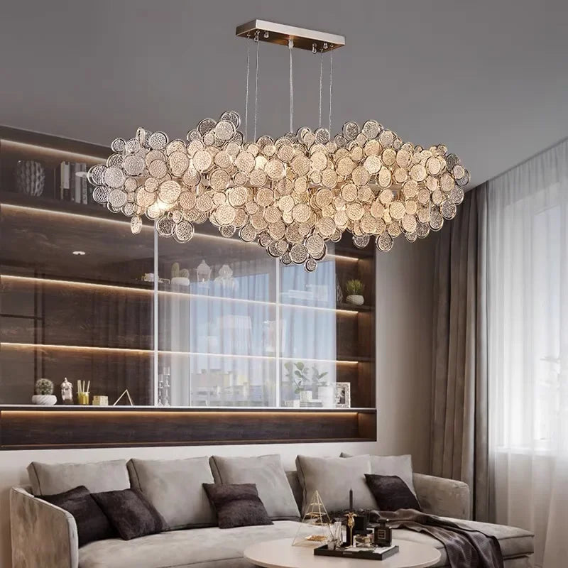 DecorBites™ 2024 Trend LED Ceiling Chandelier for Living Dining Bedroom, Modern Lustre Hanging Light