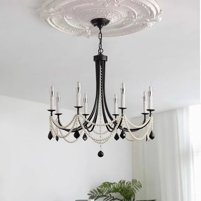DecorBites™ Black Metal Led Candle Chandelier Pendant Lights for Chic Home Decor