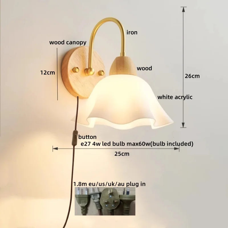 DecorBites™ LED Pull Chain Wall Lights for Bedroom Decor