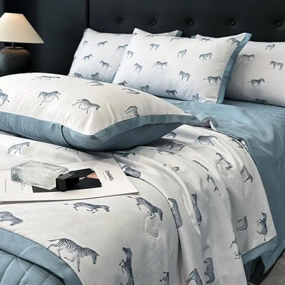 DecorBites™ Cool Silk Summer Quilt Set with Sheets & Pillowcases