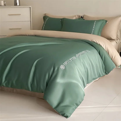 DecorBites™ Cotton Embroidery Bedding Set, 4Pcs Duvet Cover Kit for Double Bed