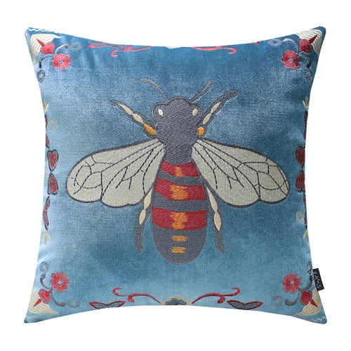 DecorBites™ Bee Embroidery Cushion Cover - Exquisite Animal Design for Sofa Decor