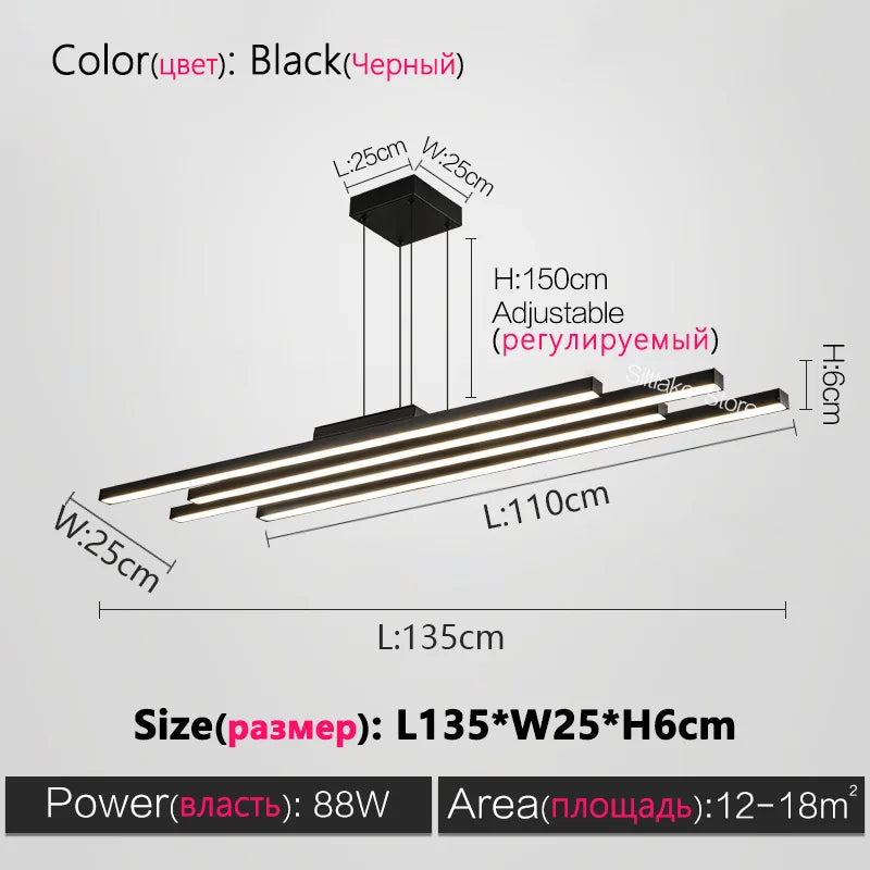 DecorBites™ Black Nordic Chandelier LED Light Minimalist Designer Style Bar Living Room
