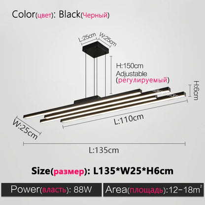 DecorBites™ Black Nordic Chandelier LED Light Minimalist Designer Style Bar Living Room