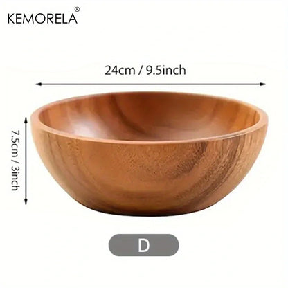 DecorBites™ Acacia Wooden Salad Bowl - Anti-scalding Wooden Bowl for Fruit, Vegetables, and Ice Cream