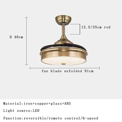 DecorBites™ Copper Bronze Ceiling Fan Light Remote Control 6-speed Reversible Silent Design