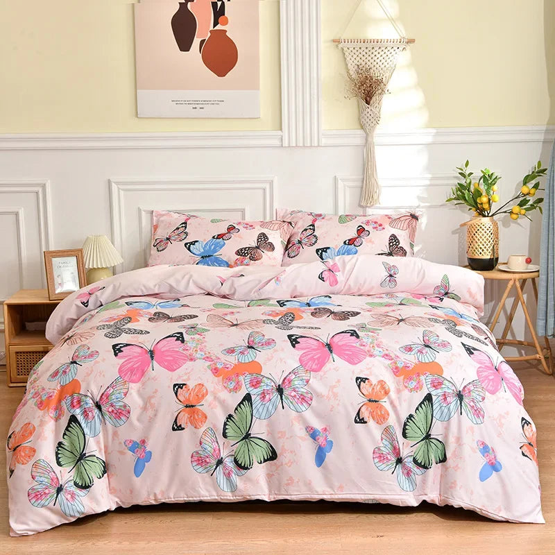 DecorBites™ Butterfly Print Bedding Set - Duvet Cover, Bed Sheets, Pillowcases