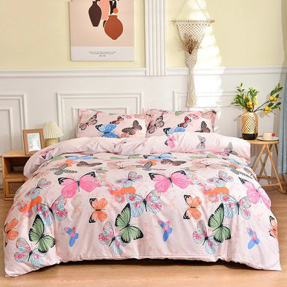 DecorBites™ Butterfly Print Bedding Set - Duvet Cover, Bed Sheets, Pillowcases