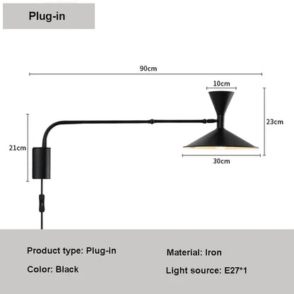 DecorBites™ Adjustable Long Arm Wall Lamp for Reading, Bedroom, LED Minimalist Swing Lighting