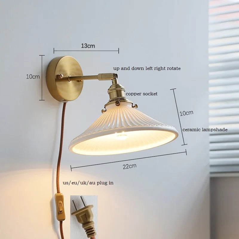 DecorBites™ Ceramic Wall Sconce with Adjustable Iron Arm for Living Room Décor