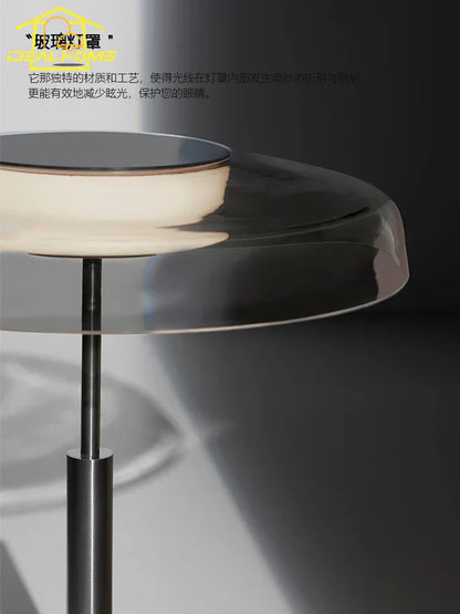 DecorBites™ DORA Glass Table Lamp Touch LED Decorative Desk Light Red/Gray Bedroom Living