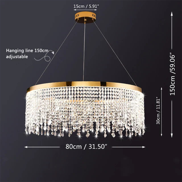 DecorBites™ Crystal Chandelier Pendant Light for Living Dining Room Luxury Lamps