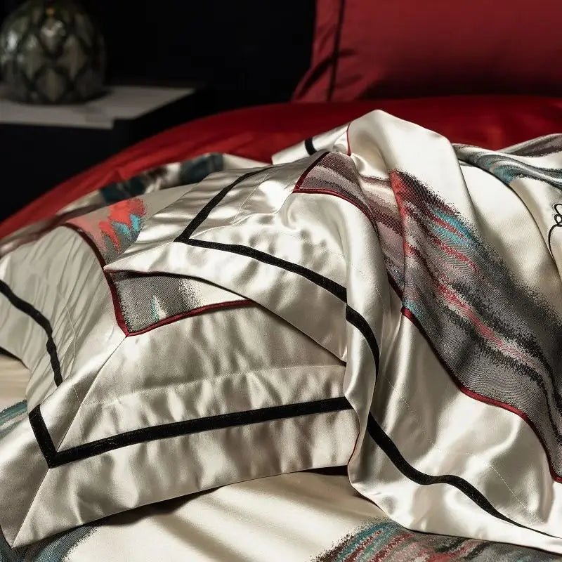 ™ Luxe Brocade Jacquard Bedding Set with Egyptian Cotton & Embroidery