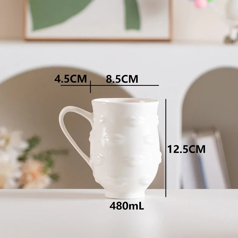DecorBites™ Abstract Face Ceramic Coffee Mug Dining Table Teacup Juice Container