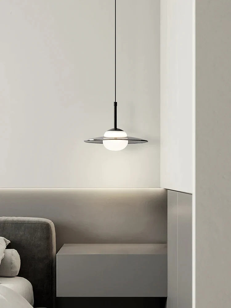DecorBites™ Glass Pendant Lamp for Bedside with Copper Accents