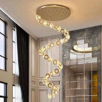 DecorBites™ Crystal Chandelier Stair Pendant Lamp Living Room Pendant Lights Interior Lighting