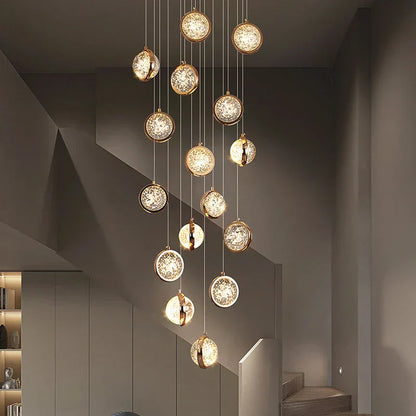 DecorBites™ Crystal Ball Chandelier: Modern Loft & Staircase Hanging Light for Home, Hotel & Mall