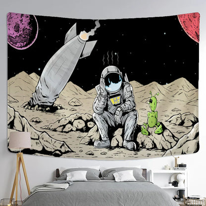 DecorBites™ Astronaut Alien Tapestry Wall Hanging Kawaii Universe Mystic Home Decor