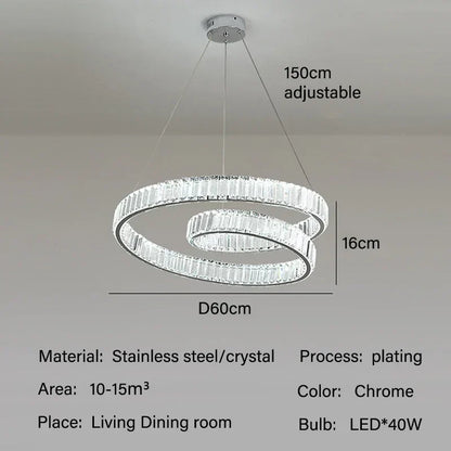 DecorBites™ Crystal LED Pendant Lights: Modern Luxury Chandelier for Living and Dining Rooms
