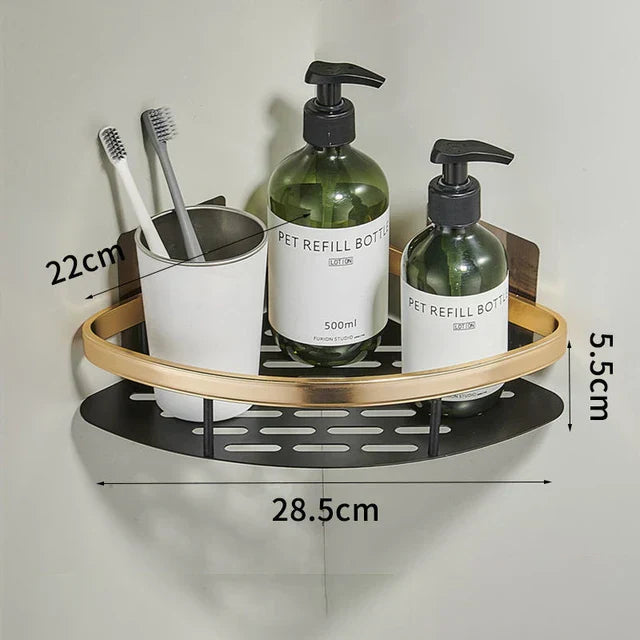 DecorBites™ Aluminum Corner Bathroom Shelf with Towel Holder