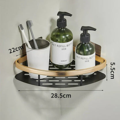 DecorBites™ Aluminum Corner Bathroom Shelf with Towel Holder