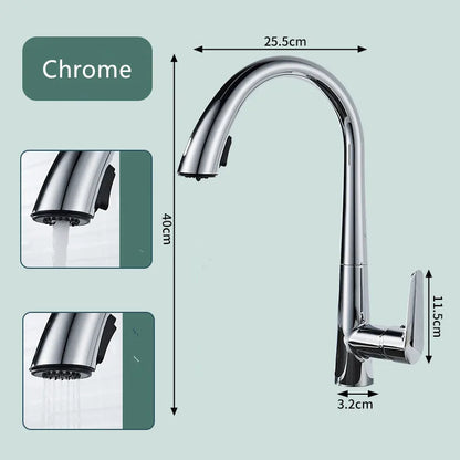 DecorBites™ Brushed Gold Kitchen Sink Faucet with Pull Out Spring Spout