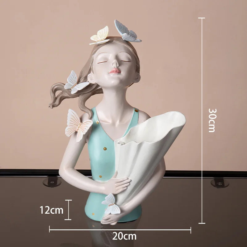 DecorBites™ Butterfly Girl Sculpture Vase Set - Modern Decorative Resin Flower Ornaments