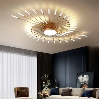 DecorBites™ Black Gold LED Chandelier: Modern Ceiling Pendant Lights for Home Living Room, Bedroom, Kitchen