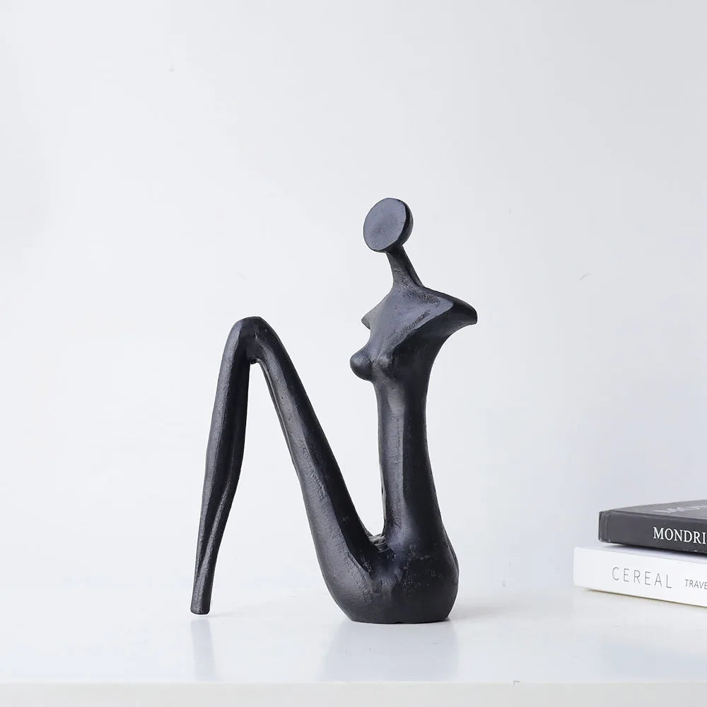 DecorBites™ Abstract Black Metal Female Figure Sculpture Home Decor Accessory