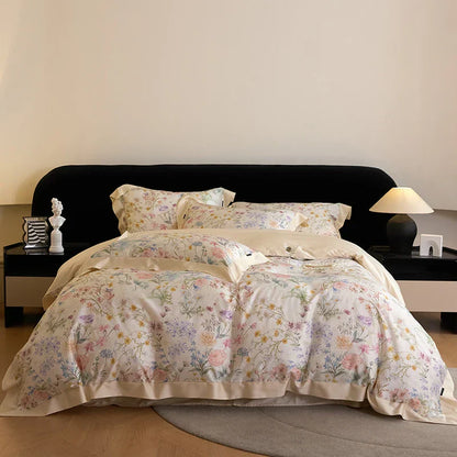 DecorBites™ Eucalyptus Fiber Flowers Print Bedding Set - Soft Silky Cool Feel