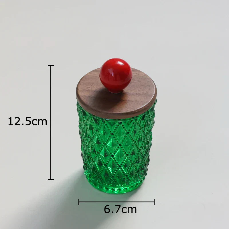 DecorBites™ Ceramic Ball Storage Jar with Walnut Lid for Jewelry and Accessories
