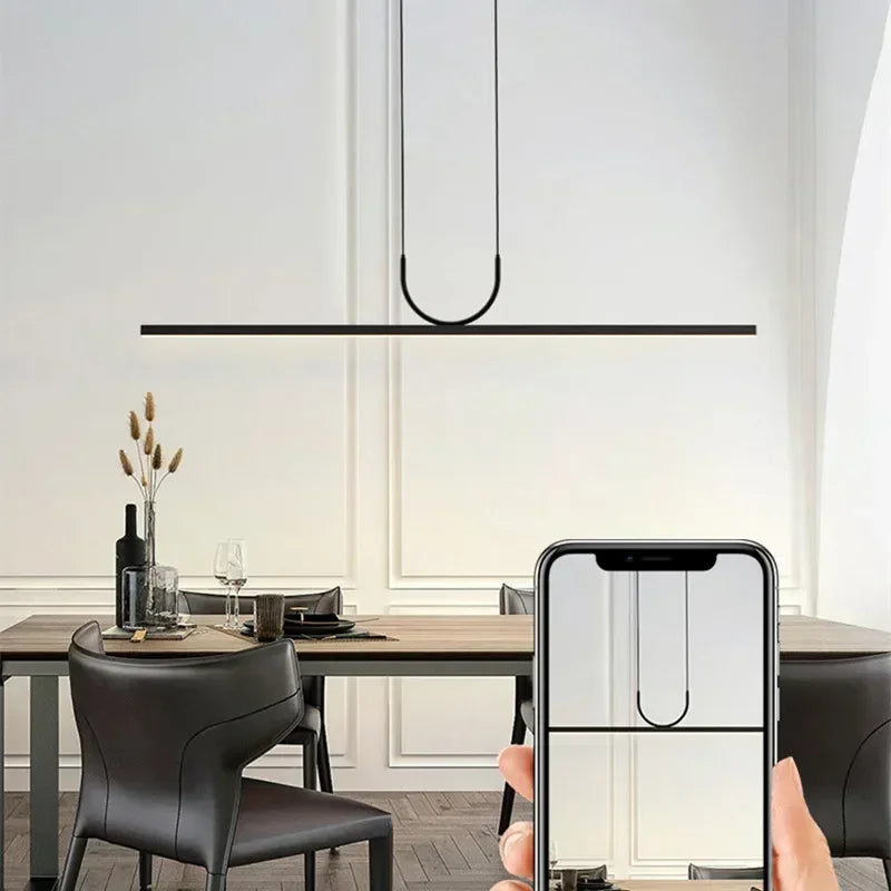 DecorBites™ Black LED Ceiling Chandelier for Dining Room Kitchen Island - Modern Hanging Fixture