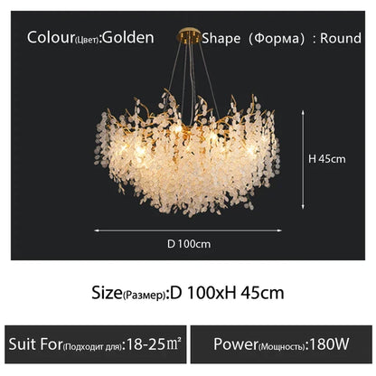 DecorBites™ Crystal LED Chandelier: Elegant Nordic Branch Design for Living Room, Hotel, Dining Area